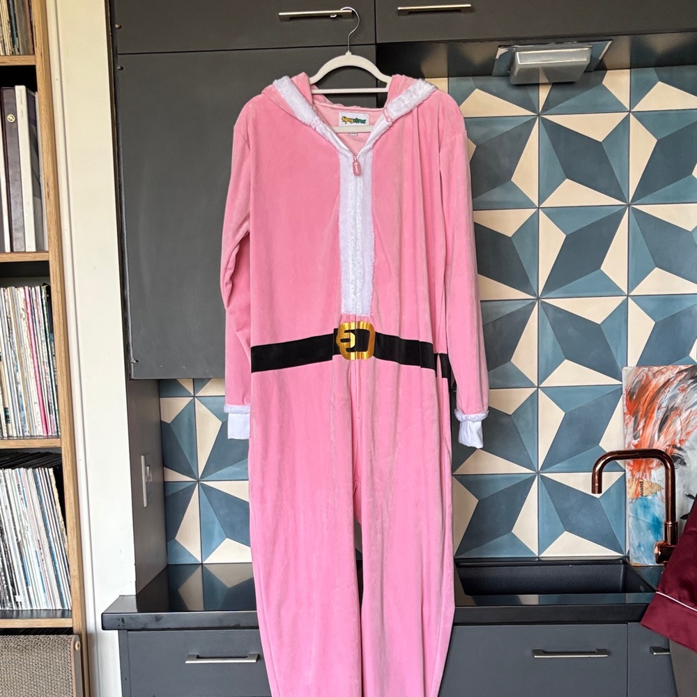Tipsy Elves Pink and White Hooded Onesie